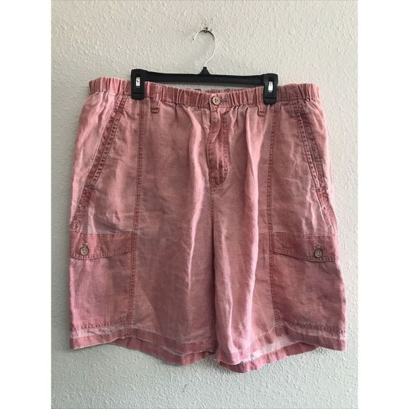 Tommy Bahama Relax Red Men XXL Linen Cargo Shorts 9” Inseam Stretch 38” Waist - Picture 3 of 12